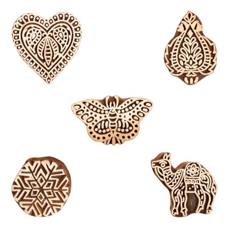 Set of 5 Piece New Mix Wooden Printing Block